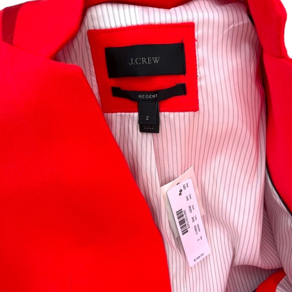 J.Crew Regent Blazer Jacket Bright Red Orange Wool Blend Size 2 B0323 New - Picture 10 of 16